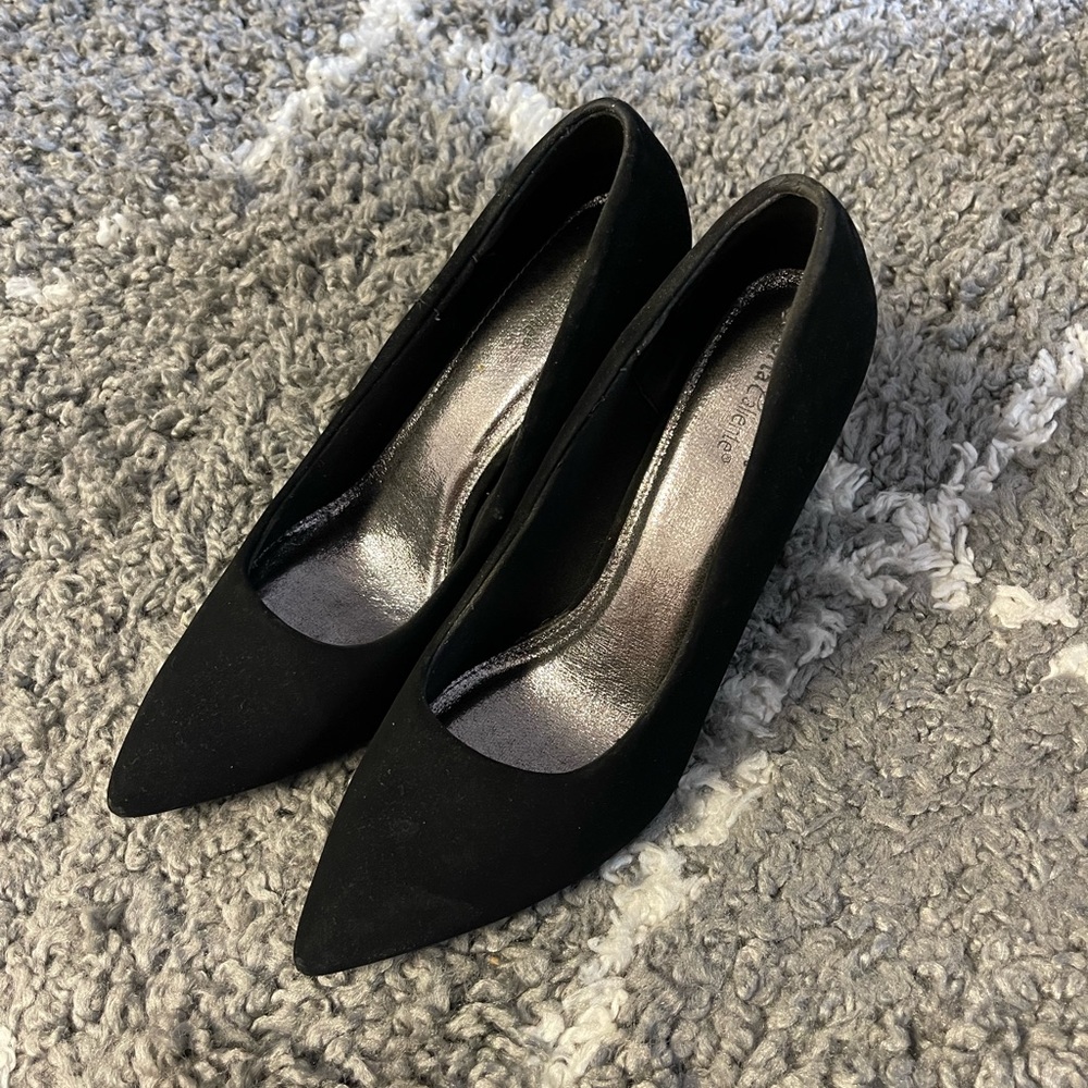 Suede Black Heels